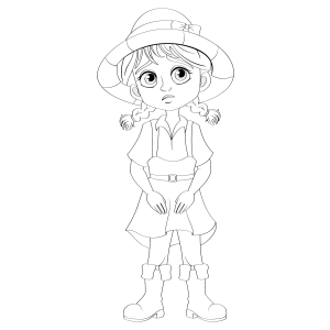 Menina fantasiada de pirata com abóbora para colorir