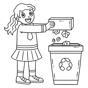 Menina reciclando caixas de papelão para colorir