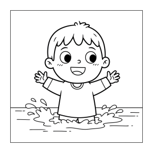 Menino brincando e espirrando água para colorir