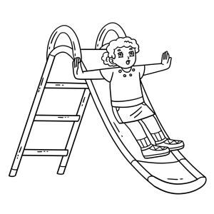 Menino escorregando no parquinho para colorir