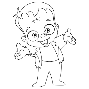 Menino fantasiado de Frankenstein para colorir