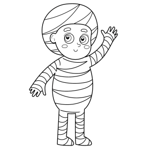 Menino fantasiado de múmia para colorir