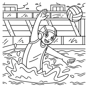 Menino jogando polo aquático para colorir