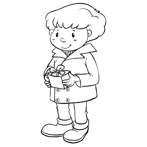 Menino segurando o ursinho de pelúcia para colorir