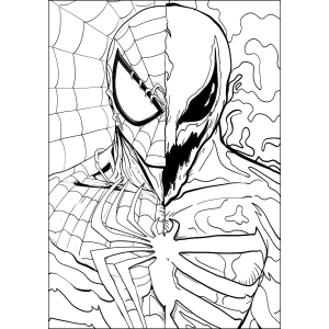 Metade Homem-Aranha, metade Venom para colorir