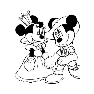 Mickey e Minnie de príncipe e princesa para colorir