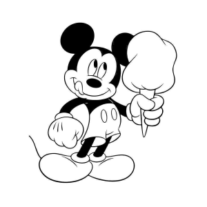 Mickey tomando sorvete para colorir