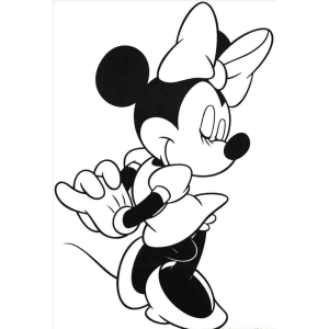 Minnie de pé sorrindo com laço para colorir