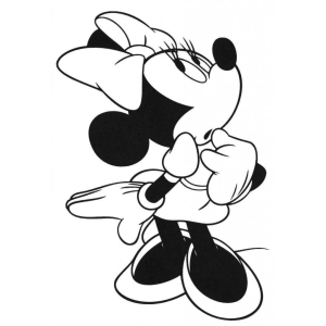Minnie olhando para trás com seu laço para colorir
