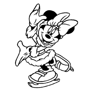Minnie patinando no gelo para colorir