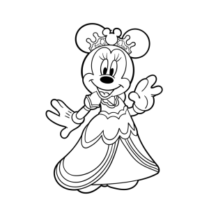 Minnie princesa com vestido de festa para colorir