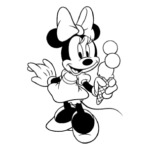 Minnie segurando um sorvete para colorir