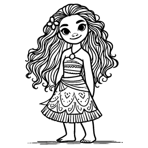Moana fofinha sorrindo para colorir