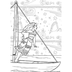 Moana velejando em alto-mar para colorir
