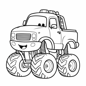 Monster truck com cara simpática para colorir