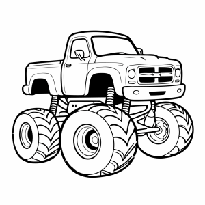 Monster truck de rodas enormes para colorir