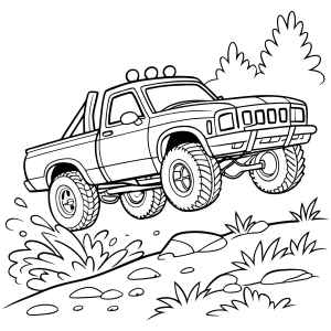 Monster truck na trilha de lama para colorir