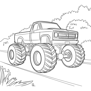 Monster truck no campo para colorir