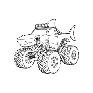Monster truck tubarão para colorir