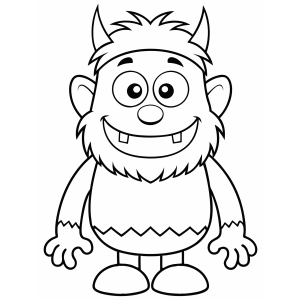 Monstro cabeludo com dentes de fora para colorir