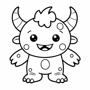 Monstro de chifres tortos e pintas para colorir