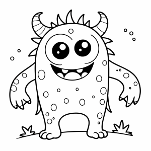 Monstro de pintas com boca grande para colorir