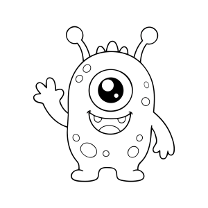 Monstro de um olho só acenando para colorir
