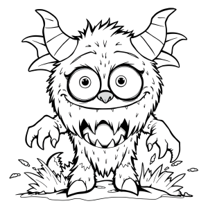 Monstro peludo de óculos para colorir