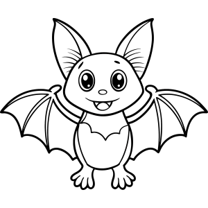 Morcego de pé com asas abertas para colorir