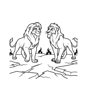 Mufasa e Scar frente a frente para colorir