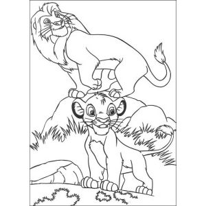 Mufasa e Simba na savana para colorir