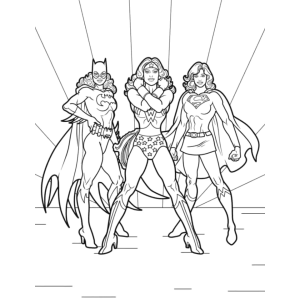 Mulher-Maravilha, Batgirl e Supergirl juntas para colorir