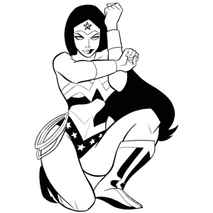Mulher-Maravilha bloqueando com os braceletes para colorir