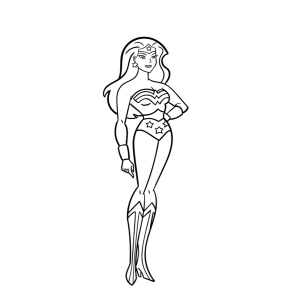 Mulher-Maravilha em estilo desenho animado para colorir