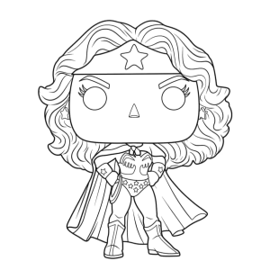 Mulher-Maravilha em versão Funko Pop para colorir