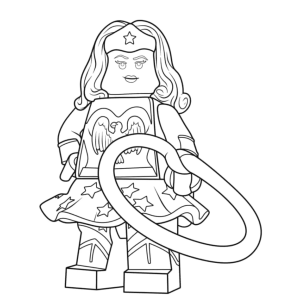 Mulher-Maravilha em versão Lego para colorir