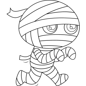 Múmia correndo com uma faixa solta para colorir