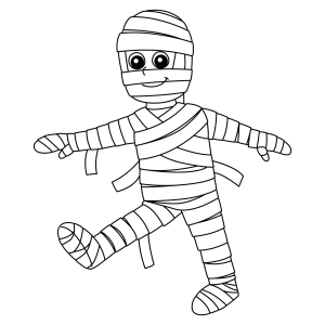 Múmia dançando com as faixas soltas para colorir