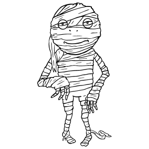 Múmia monstro saindo da tumba para colorir