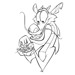 Mushu servindo a tigela de mingau para colorir