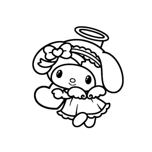 My Melody anjinho com auréola e asas para colorir