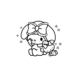 My Melody com estrelinhas e flor para colorir