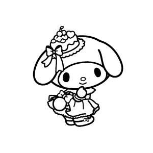My Melody com flores no capuz para colorir