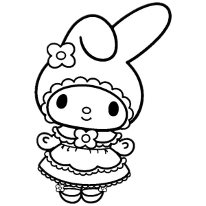 My Melody de avental com babados para colorir