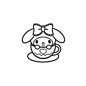 My Melody dentro de uma xícara para colorir