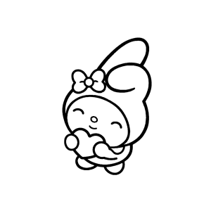 My Melody segurando um coração para colorir