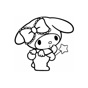 My Melody segurando uma estrela para colorir