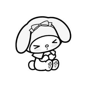 My Melody sentada com um laço no pescoço para colorir