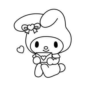 My Melody voando com corações para colorir