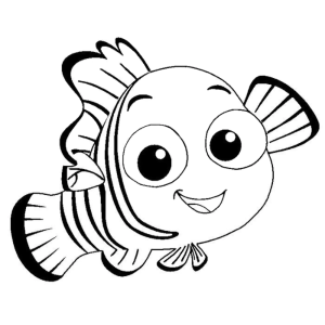 Nemo sorrindo com bolhas para colorir
